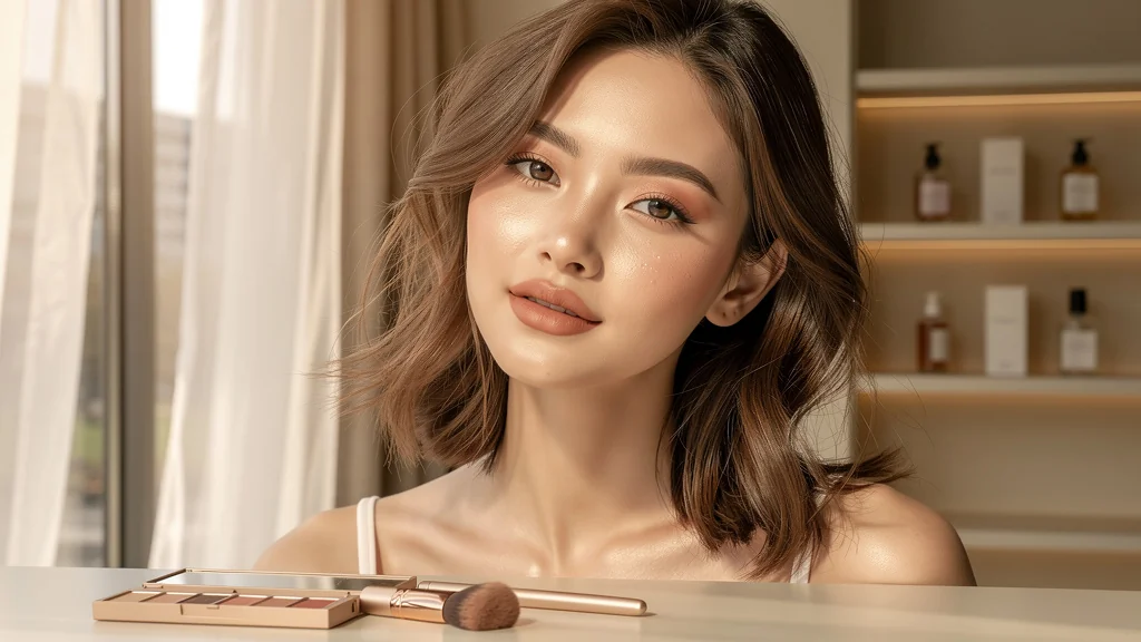 Portrait hyper-réaliste d'une femme au maquillage minimaliste révélant un visage plus vivant et naturel