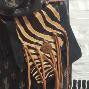Sac à main WILD cuir /peaux / imitation Zèbre - noir et camel - Atome CROCHU collection HIPPIE CHIC