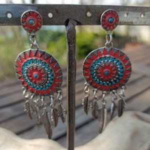 Boucles d'oreilles attrape rêves /country /plumes Atome crochu®