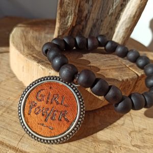 Bracelet femme bois noir mat  "GIRL POWER" Atome CROCHU ♥