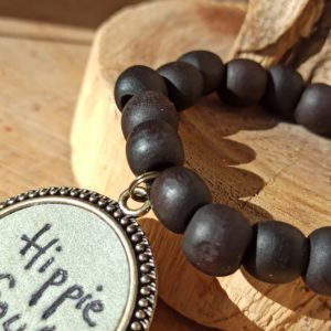 Bracelet bois noir mat esprit hippie "HIPPIE SOUL" Atome CROCHU ♥