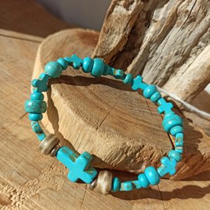 Bracelet croix bleu turquoise Atome CROCHU créations