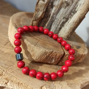 Bracelet pierres rouges 8 mm Elastiqué